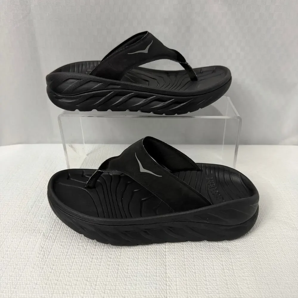 Hoka One One Ora Recovery Flip Flops Women’s Size 6 Black Slip On